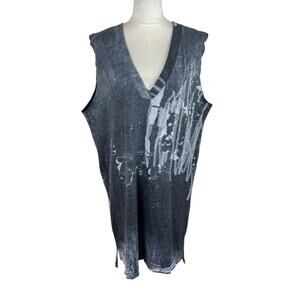 3 Potato Sleeveless Tunic Dress Art to Wear Artsy V-Neck Lagenlook Size S/M NEW